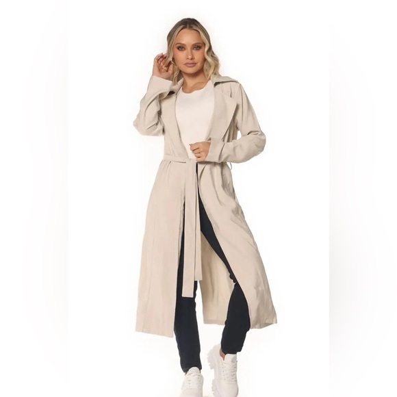 (W1) Zara Oversized trench jacket tied at the waist, size L - Picture 1 of 16